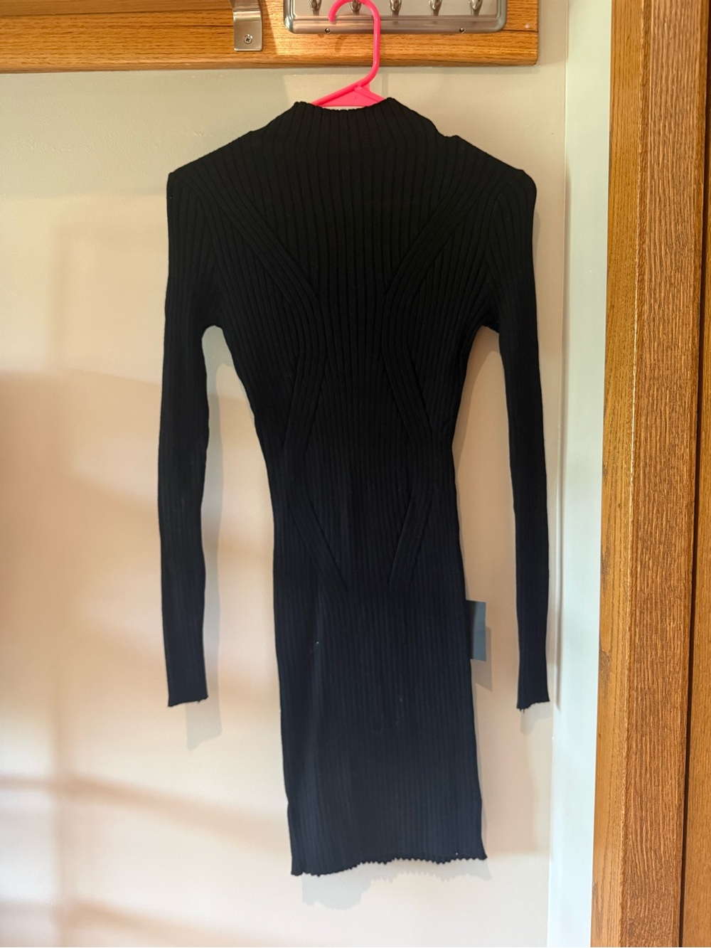 Lulu's Black Rib-Knit Long Sleeve Bodycon Dress